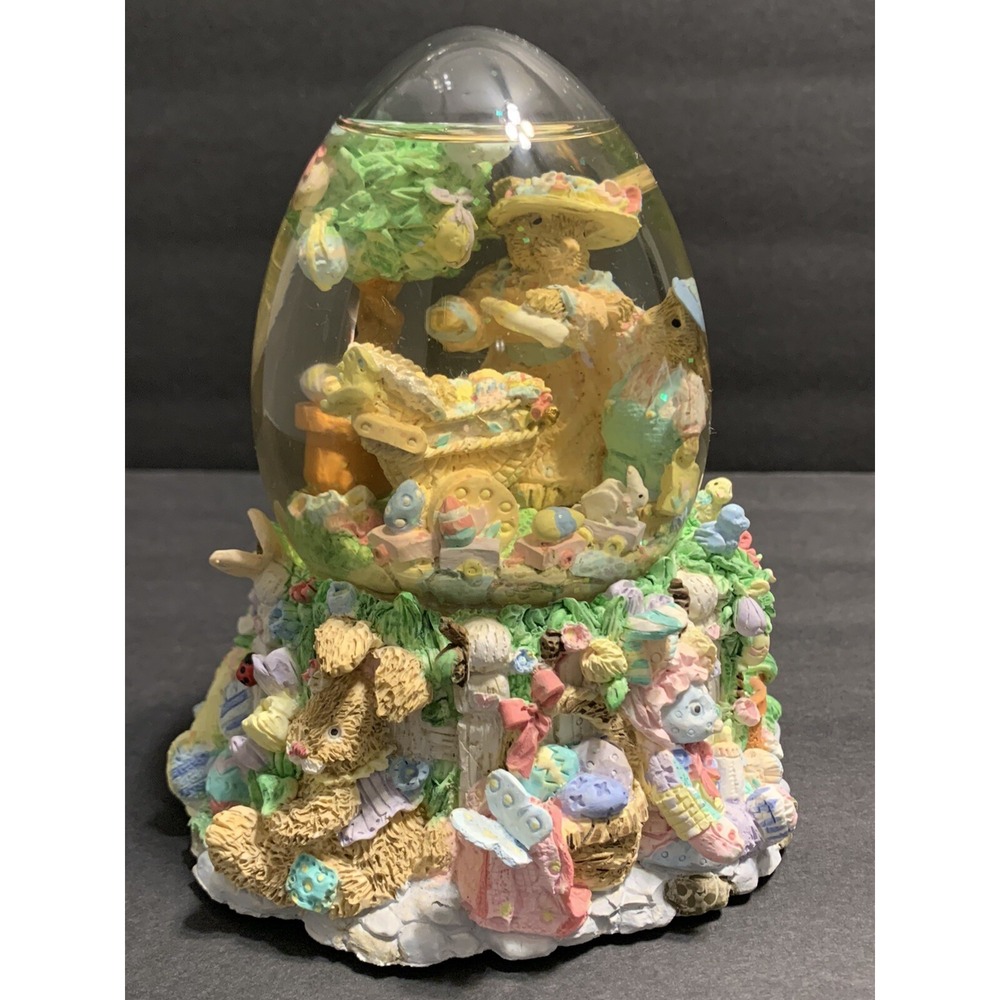 Easter Spring Water Globe Musical Peter Cottontail Egg Shape Rabbit Whimsical
